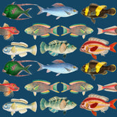 ijustlovethatfabricstore Fishing Around Fish Fabric- deep sea blue